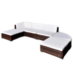 6-tlg. Garten-Lounge-Set mit Kissen Poly Rattan Braun