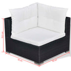 10-tlg. Garten-Lounge-Set mit Auflagen Poly Rattan Schwarz
