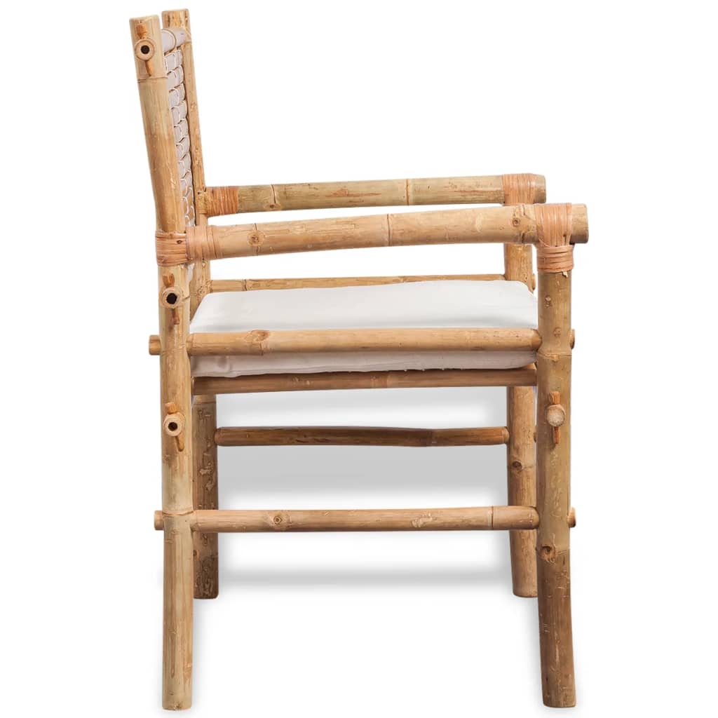 3-tlg. Bistro-Set mit Auflagen Bambus
