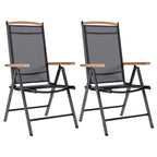 Gartenstühle Klappbar 2 Stk. Aluminium und Textilene Schwarz
