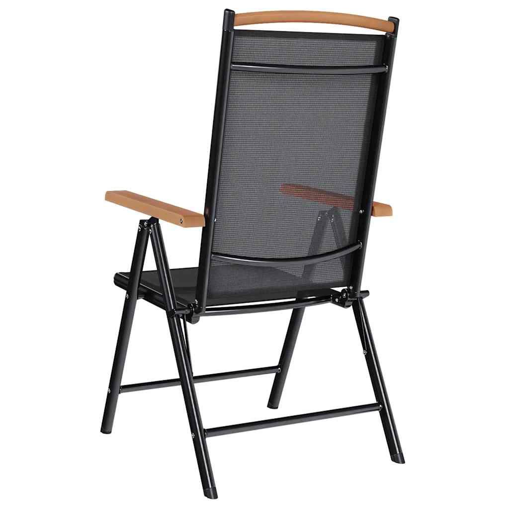 Gartenstühle Klappbar 2 Stk. Aluminium und Textilene Schwarz