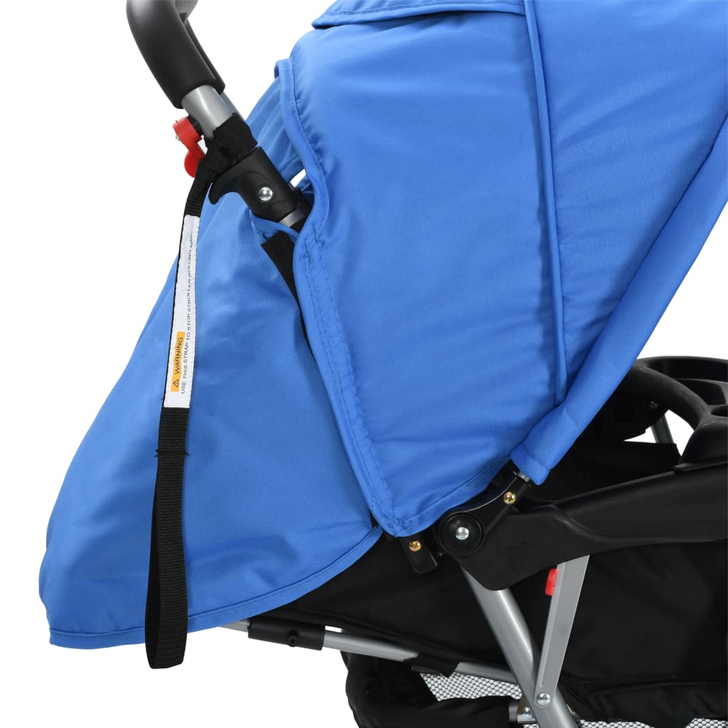 Tandem-Kinderwagen Stahl Blau und Schwarz