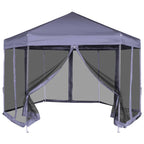 Hexagonal Pop-Up Zelt mit 6 Seitenwänden Dunkelblau 3,6x3,1 m