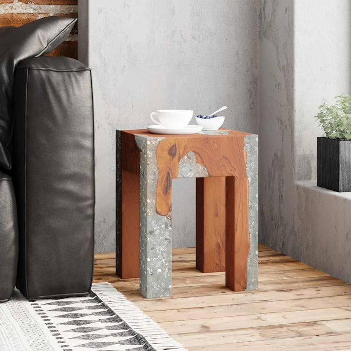 Hocker Massivholz Teak und Harz