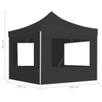 Profi-Partyzelt Faltbar mit Wänden Aluminium 3×3m Anthrazit