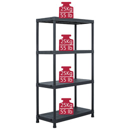 Lagerregal Schwarz 100 kg 60 x 30 x 138 cm Kunststoff