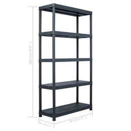 Lagerregal Schwarz 250 kg 80 x 40 x 180 cm Kunststoff
