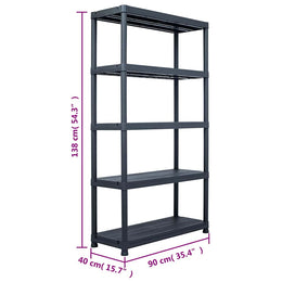 Lagerregal Schwarz 220 kg 90 x 40 x 138 cm Kunststoff