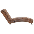 Massage Chaiselongue Braun Wildleder-Optik