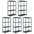Lagerregale 5 Stk. Schwarz 60 x 30 x 138 cm Kunststoff