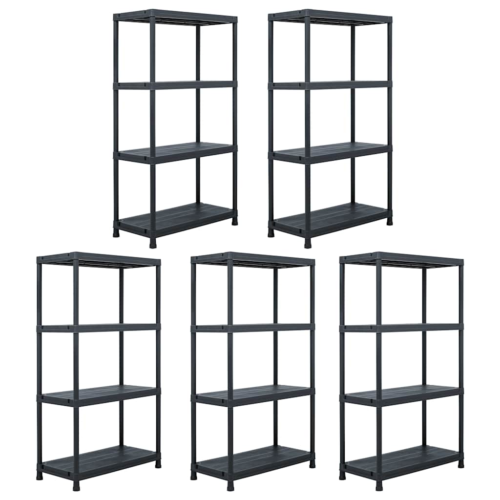 Lagerregale 5 Stk. Schwarz 60 x 30 x 138 cm Kunststoff