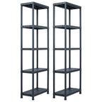 Lagerregale 2 Stk. Schwarz 125 kg 60 x 30 x 180 cm Kunststoff
