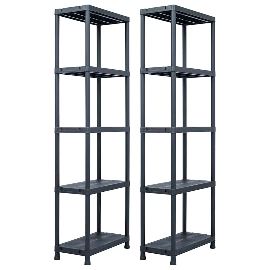 Lagerregale 2 Stk. Schwarz 125 kg 60 x 30 x 180 cm Kunststoff