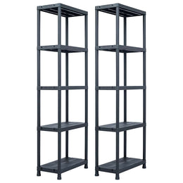 Lagerregale 2 Stk. Schwarz 125 kg 60 x 30 x 180 cm Kunststoff