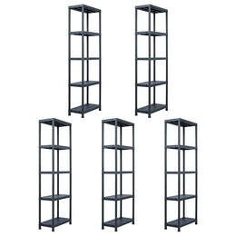 Lagerregale 5 Stk. Schwarz 125 kg 60 x 30 x 180 cm Kunststoff