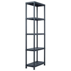 Lagerregale 5 Stk. Schwarz 125 kg 60 x 30 x 180 cm Kunststoff