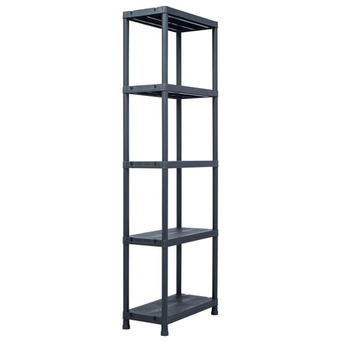 Lagerregale 5 Stk. Schwarz 125 kg 60 x 30 x 180 cm Kunststoff