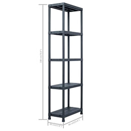 Lagerregale 5 Stk. Schwarz 125 kg 60 x 30 x 180 cm Kunststoff