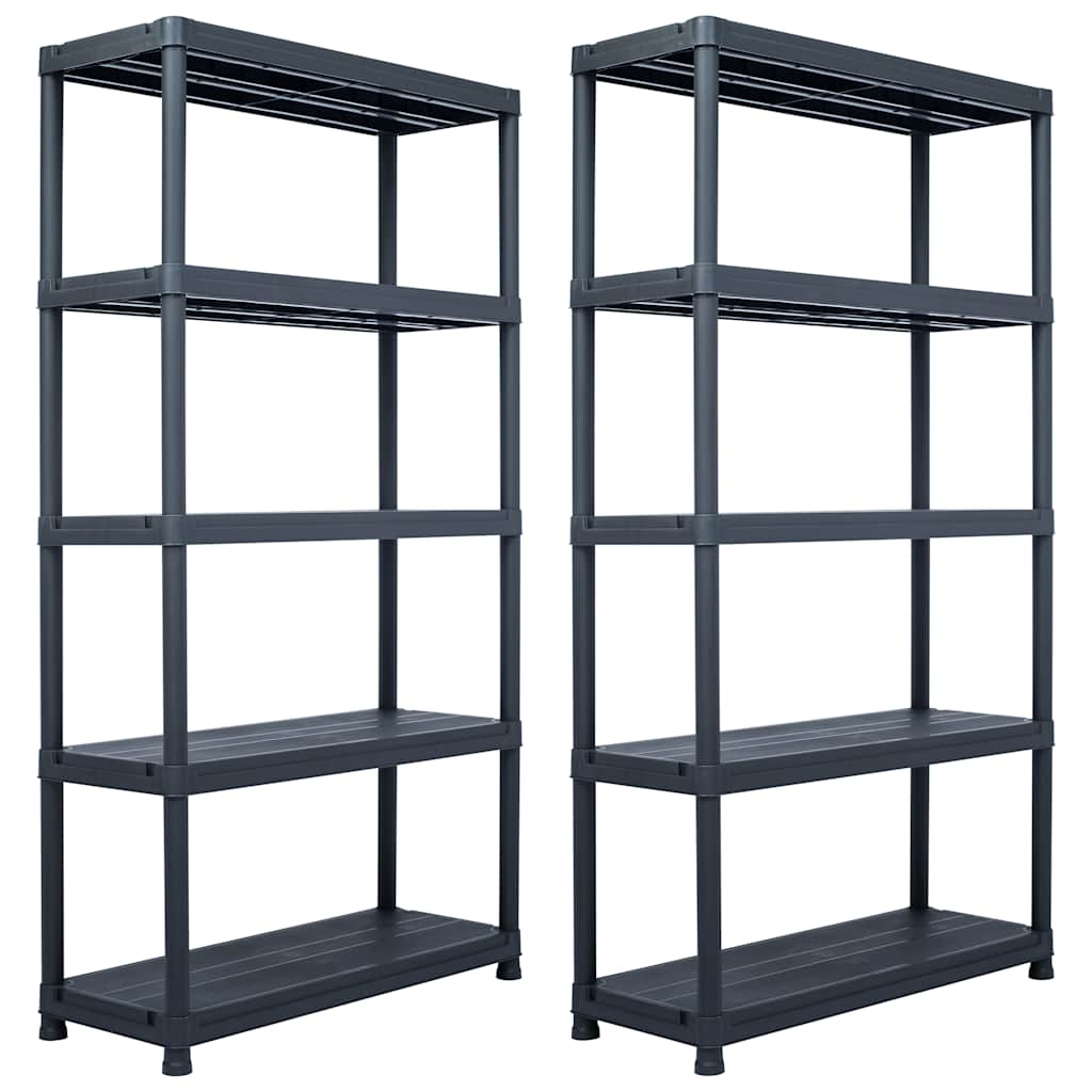 Lagerregale 2 Stk. Schwarz 250 kg 80 x 40 x 180 cm Kunststoff