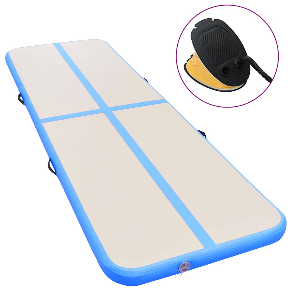 Aufblasbare Gymnastikmatte mit Pumpe 300x100x10 cm PVC Blau