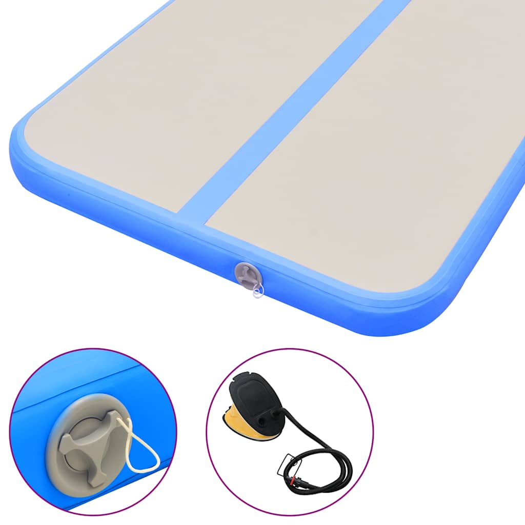Aufblasbare Gymnastikmatte mit Pumpe 300x100x10 cm PVC Blau