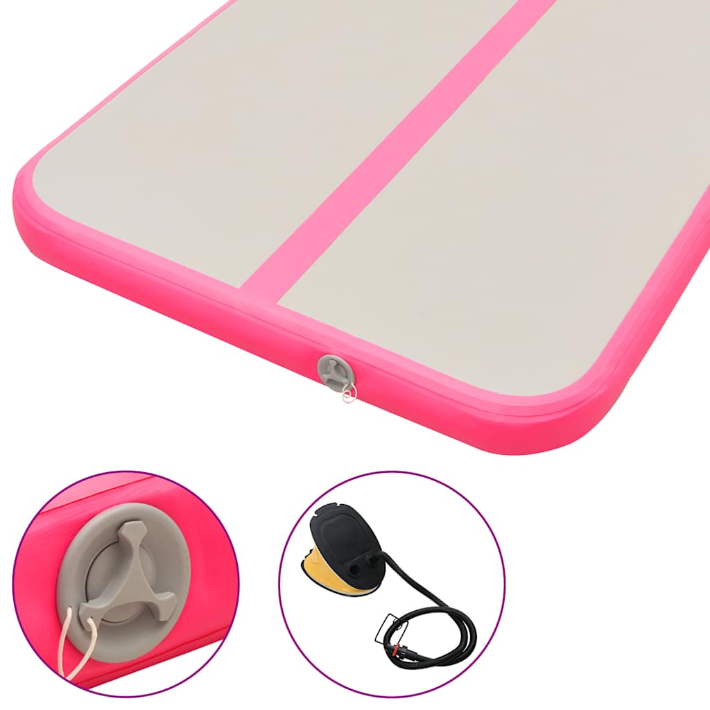 Aufblasbare Gymnastikmatte mit Pumpe 600x100x10 cm PVC Rosa