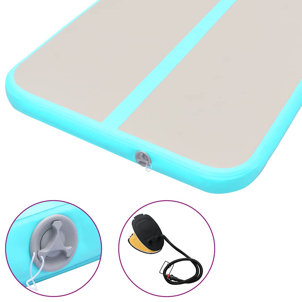Aufblasbare Gymnastikmatte mit Pumpe 700x100x10 cm PVC Grün