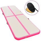 Aufblasbare Gymnastikmatte mit Pumpe 800×100×10 cm PVC Rosa