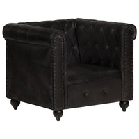 Chesterfield-Sessel Schwarz Echtleder