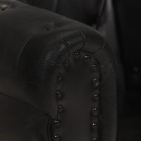 Chesterfield-Sessel Schwarz Echtleder