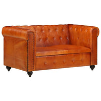 Chesterfield-Sofa 2-Sitzer Hellbraun Echtleder