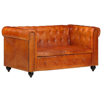 Chesterfield-Sofa 2-Sitzer Hellbraun Echtleder