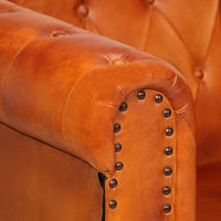 Chesterfield-Sofa 2-Sitzer Hellbraun Echtleder