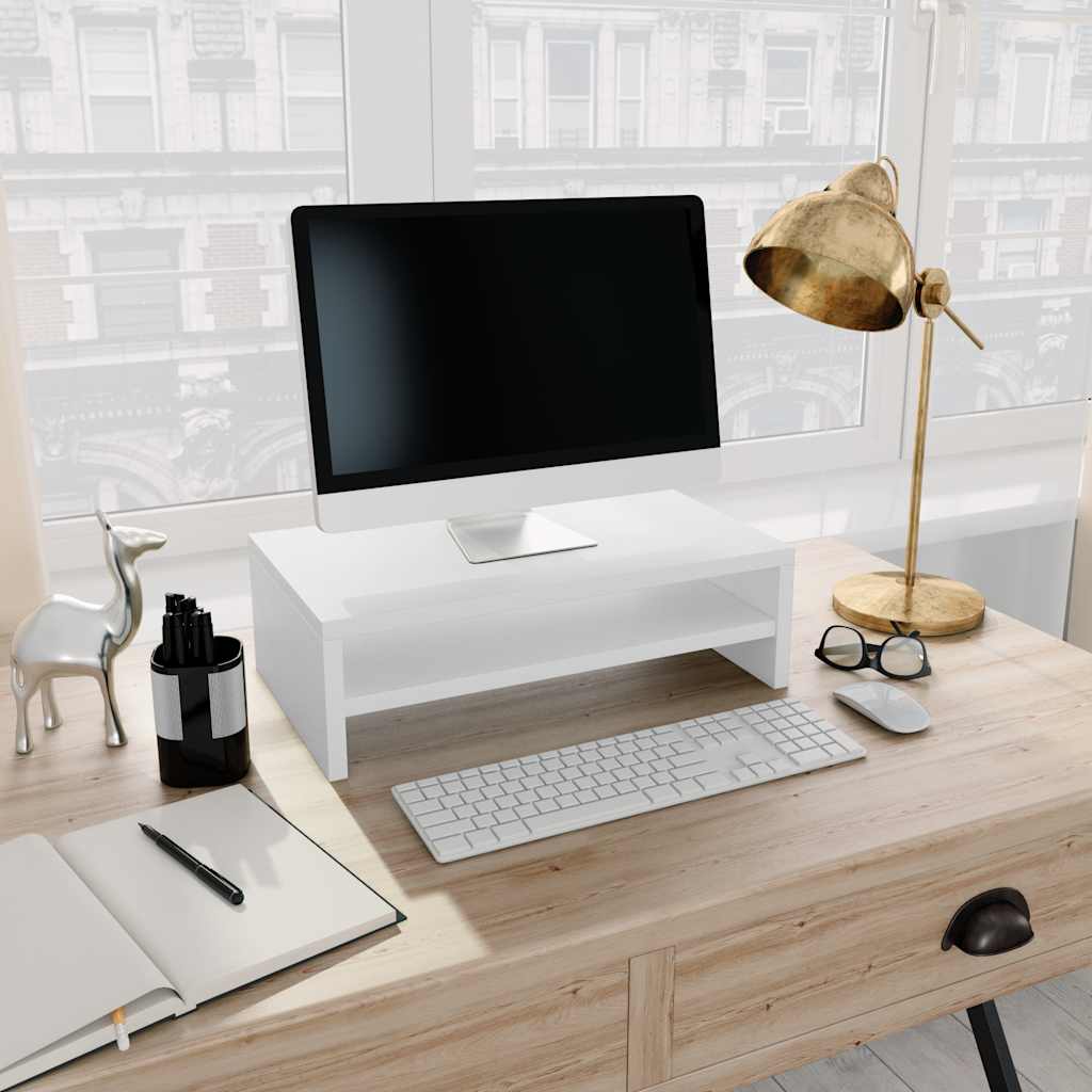 Monitorerhöhung 42 × 24 × 13 cm aus Holzwerkstoff - Weiß