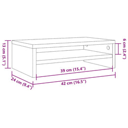Monitorerhöhung 42 × 24 × 13 cm aus Holzwerkstoff - Grau