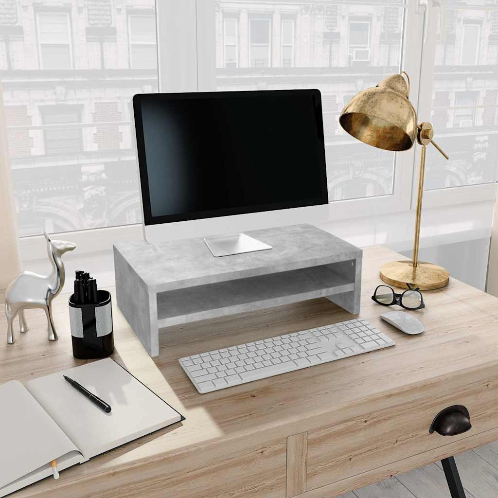Monitorerhöhung 42 × 24 × 13 cm aus Holzwerkstoff - Betongrau