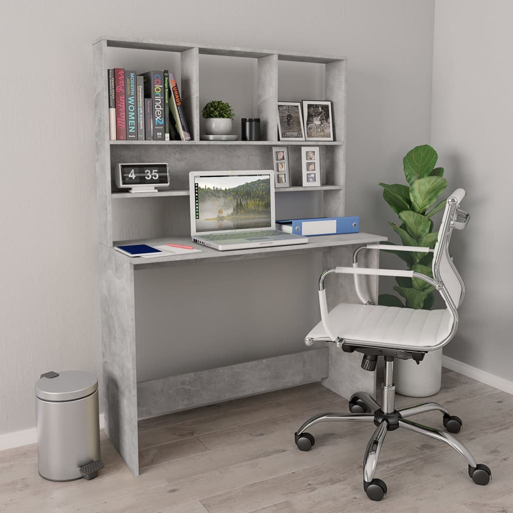 Schreibtisch mit Regalen Betongrau 110x45x157 cm Holzwerkstoff