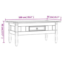 Couchtisch Mexiko-Stil Kiefernholz Weiß 100x55x44 cm