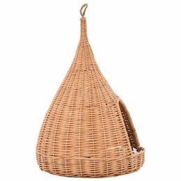 vidaXL Katzenhaus mit Kissen 40x60 cm Naturweide Tipi
