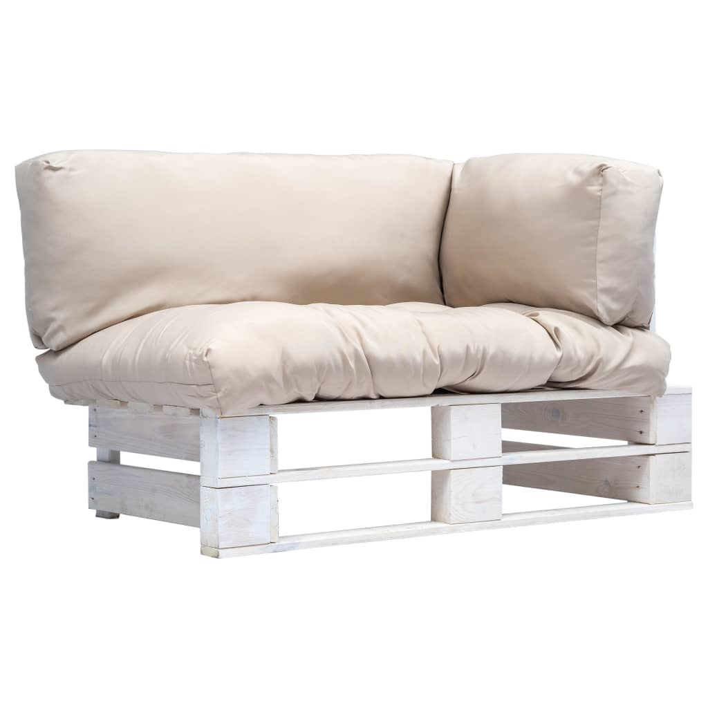 Garten-Palettensofa mit Sandfarbigen Kissen Kiefernholz