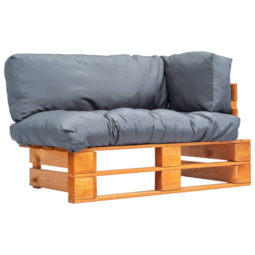 Garten-Palettensofa mit Grauen Kissen Kiefernholz