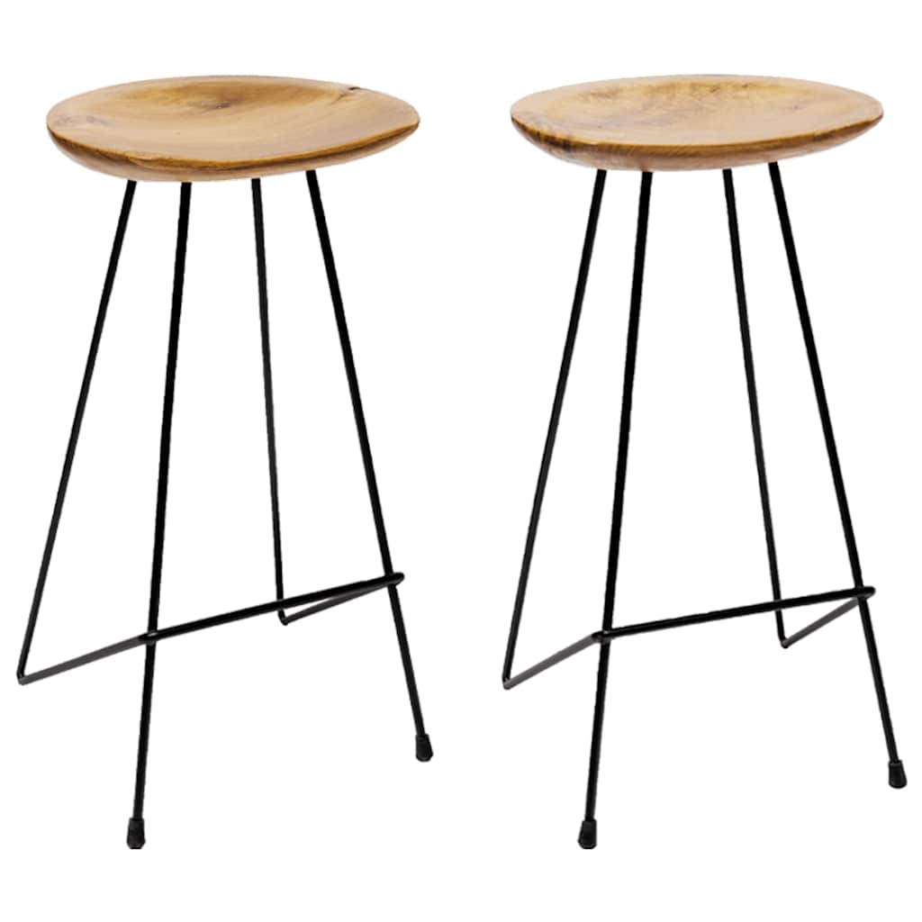 Barhocker 2 Stk. Massivholz Teak