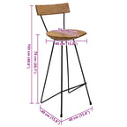 Barhocker 2 Stk. Massivholz Teak