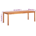 Gartentisch 215x90x74 cm Akazie Massivholz