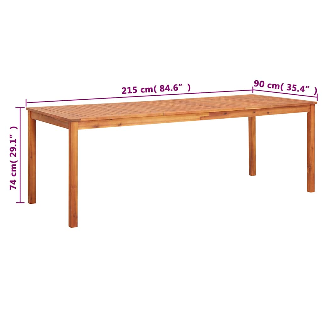 Gartentisch 215x90x74 cm Akazie Massivholz