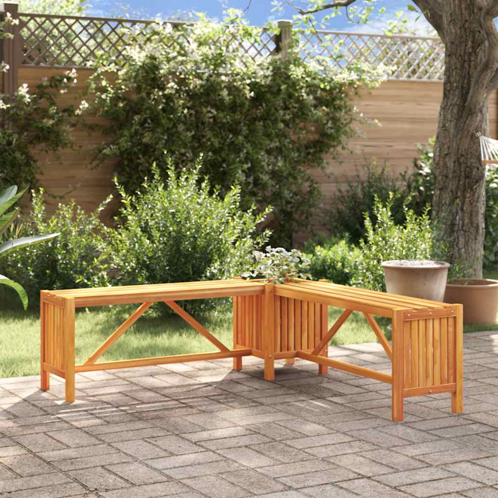 Garten-Eckbank mit Pflanzkübel 117×117×40 cm Massivholz Akazie