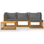 5-tlg. Garten-Lounge-Set mit Auflagen Massivholz Akazie