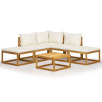 6-tlg. Garten-Lounge-Set mit Auflagen Massivholz Akazie