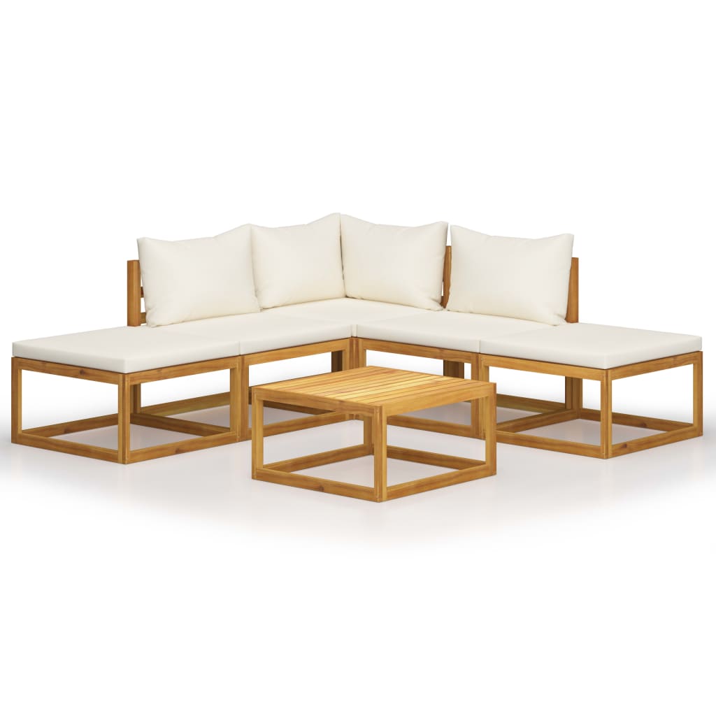 6-tlg. Garten-Lounge-Set mit Auflagen Massivholz Akazie