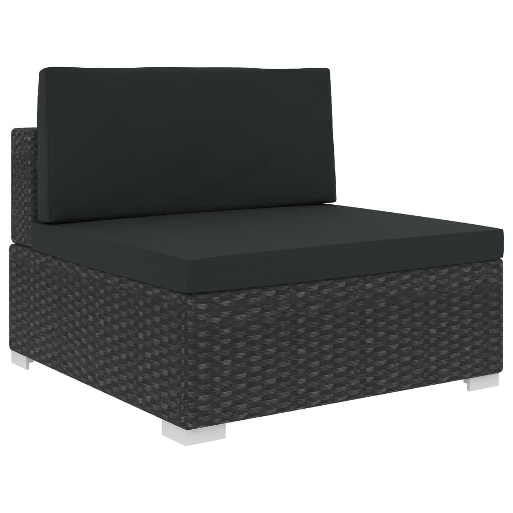 6-tlg. Garten-Lounge-Set mit Auflagen Poly Rattan Schwarz